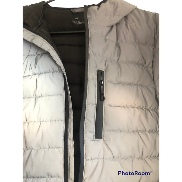 0039 Italy Jackets & Blazers - BERSHKA Womens Black & Gray Rain Jacket with Hood Large